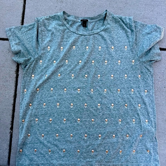 J. Crew Grey Women's Tee Silver gold dots - Picture 1 of 3